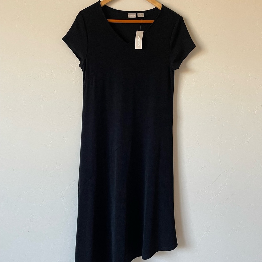NWT Chico’s Travelers Black Midi Dress Small